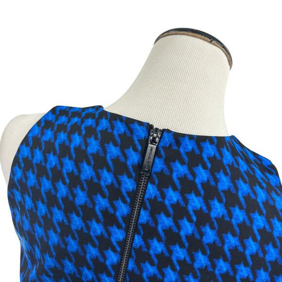 Michael Michael Kors Panzano Band Amalfi Blue Houndstooth Dress 8 - Picture 8 of 10